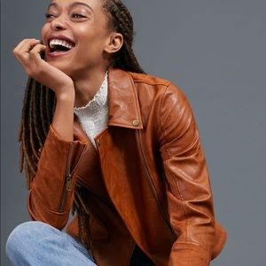 Anthropologie faux leather and suede combo moto jacket in size S